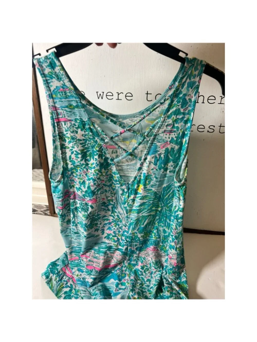 Lilly Pulitzer Tank Top XS Tropical Flamingo Palm Trees Vacation Resort Beach mm - Picture 4 of 5